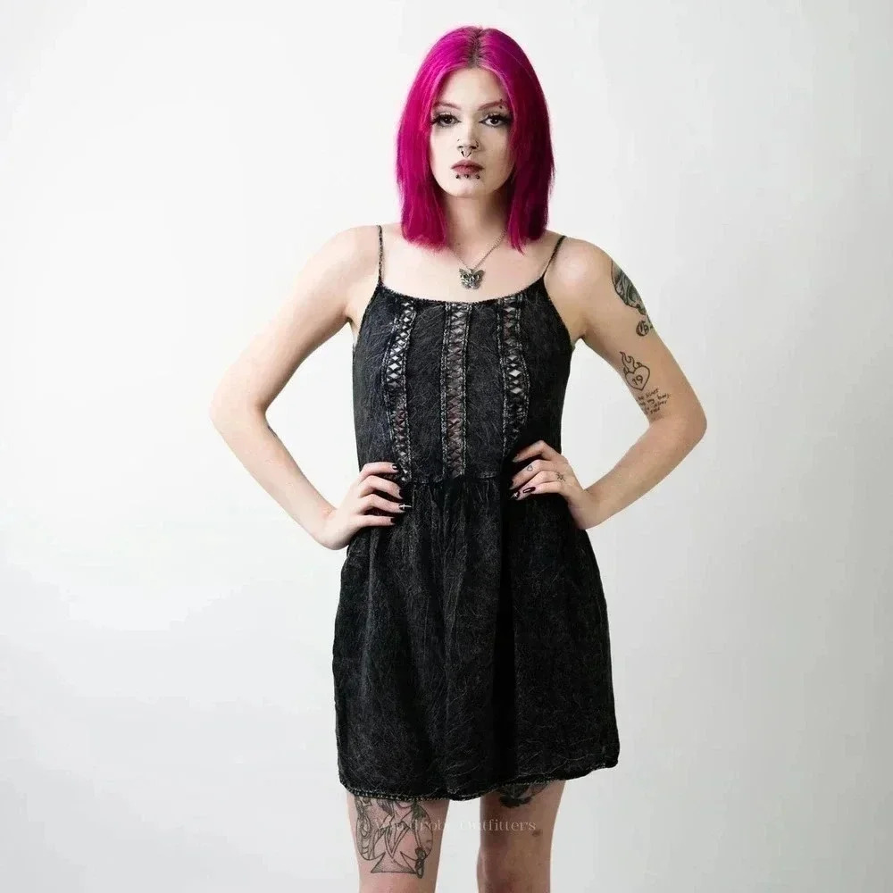 Anthropology Finn & Clover Black Grungy Mini Dress - M - Picture 5 of 6